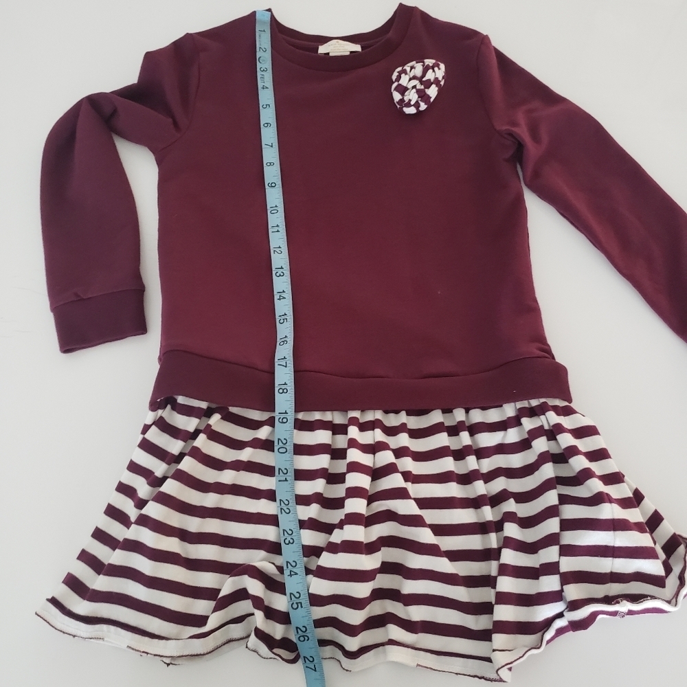 Kate Spade kid girl burgundy stripe dress size 10 - Picture 4 of 8